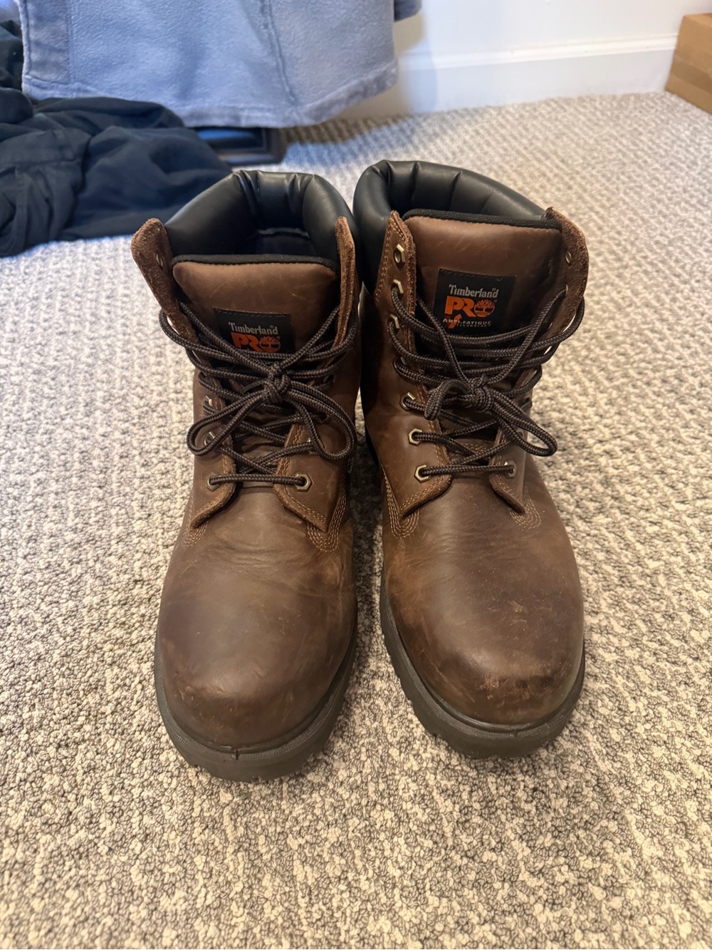 Timberland Brown Leather Men's Work Boots with Black Collar - Picture 2 of 6